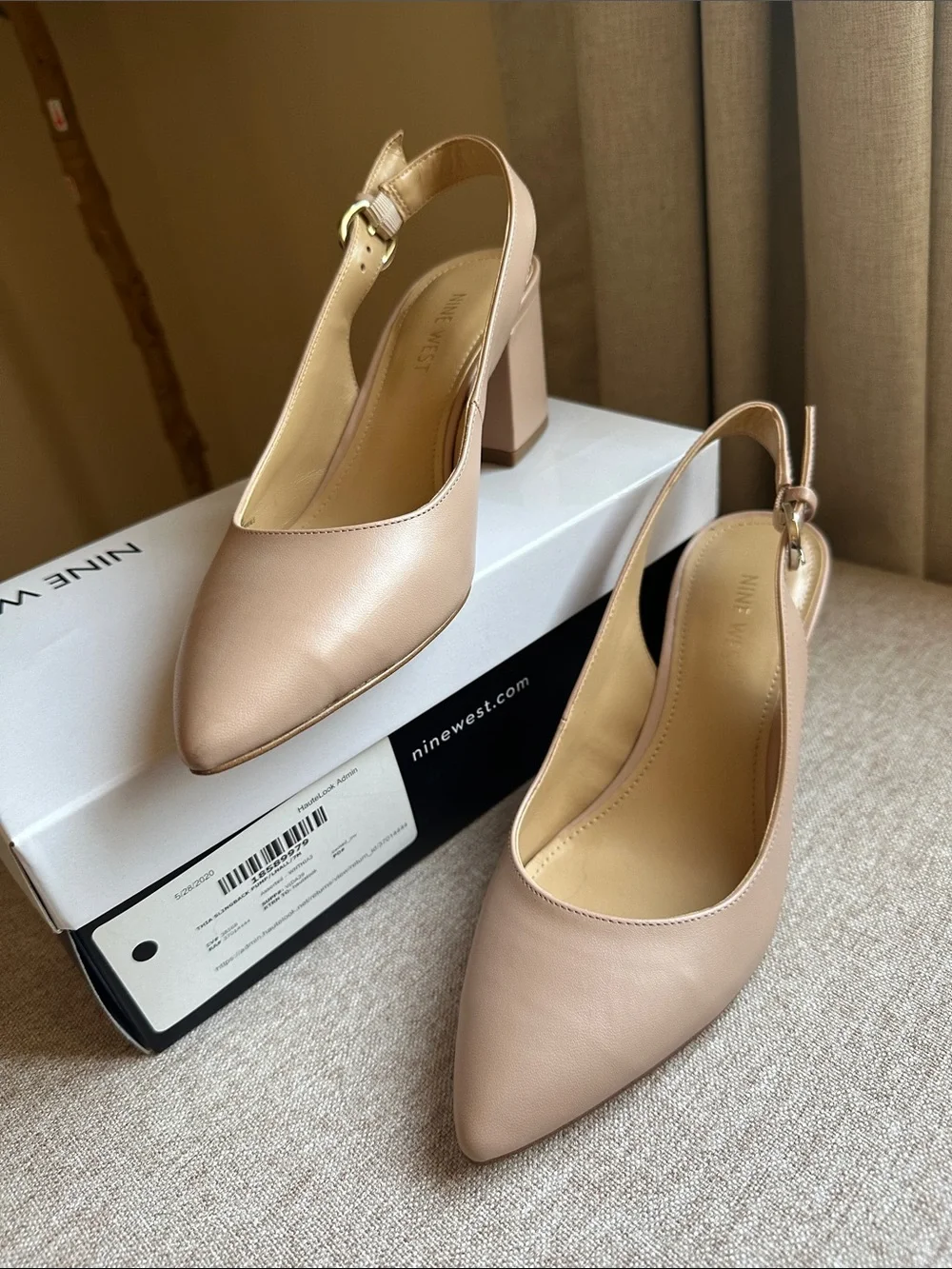 Nine West Women's Beige Pointed Slingback Flats